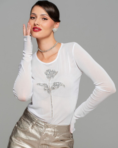 Лонгслив сетка с цветком LS002