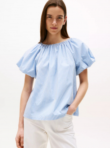 Stripe Puff-Sleeve Top