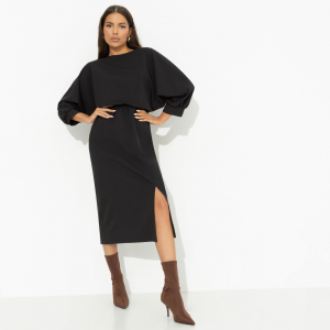 Платье из костюмной ткани, Ты входишь–мода замирает (черное)