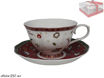 105-591 Чашка с блюдцем  НОВЫЙ ГОД в под.уп.(х36) Фарфор