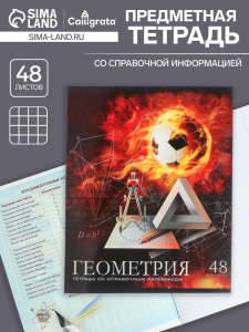 Тетрадь предметная, 48 листов в клетку Calligrata, «Футбол. Геометрия»