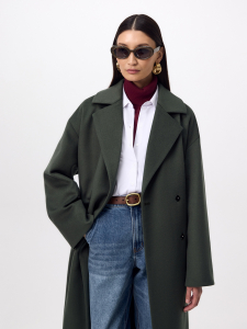 Пальто из шерсти с мембраной, утеплённой спинкой и съёмным капюшоном