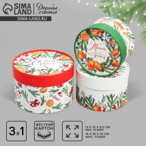 Набор новогодних подарочных коробок 3 в 1 «С Новым годом», 16?10, 14?9, 13?8.5 см