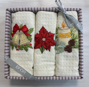 Набор кухонных салфеток EFOR (3шт) (40*60) НОВЫЙ ГОД модель 2