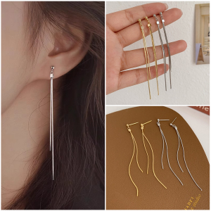 Серьги висячие цепочки с шариком, 7,7 см.