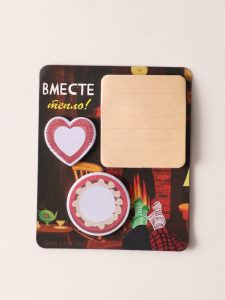 Магнит на холодильник с блоком для записей и стикерами «Вместе тепло!», 10?12 см