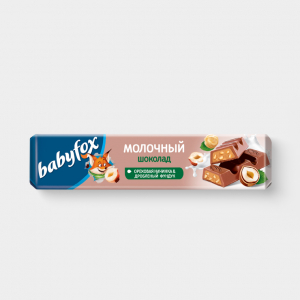 «BabyFox», молочный шоколад с ореховой начинкой и дробленым фундуком, 45 г (упаковка 30 шт)
