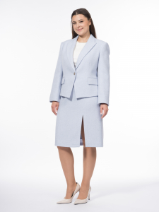 Юбка из шерстяного твида с эффектным разрезом