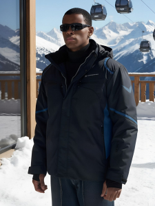 Горнолыжная куртка мужская зимняя темно-синего цвета 7617TS