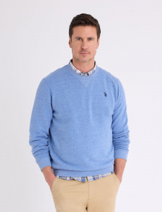 SOLID PEACHED FLEECE CREW NECK PULLOVER