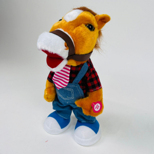 Мягкая игрушка Конь в комбинезоне 29 см (звук, двиг.) (арт. 25-4)