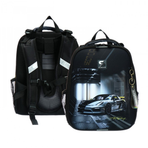 Рюкзак каркасный школьный 38?30?16 см, эргономичная спинка, Stavia «Ралли», чёрный