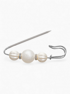 Булавка «Зефир» 7 см, белая в серебре