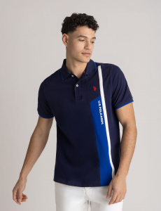 VERTICAL COLOR BLOCK PIQUE POLO SHIRT