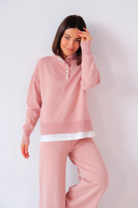 15587 Костюм вязаный пудровый