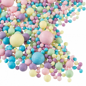 Посыпка микс из рисового драже в глазури матовая «Голубая, желтая, розовая, изумрудная, сиреневая», 1 кг.