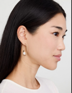 Large Single Pearl Hoop Earrings