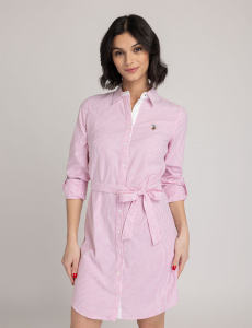 STRIPED MULTI-COLORED LOGO OXFORD DRESS