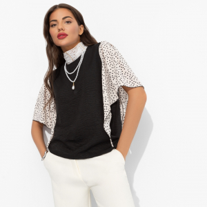 Блуза с дизайнерскими рукавами, Значение моды (черная)