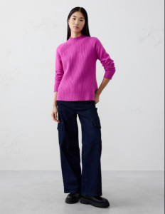 Ribbed Mock-Neck Sweater