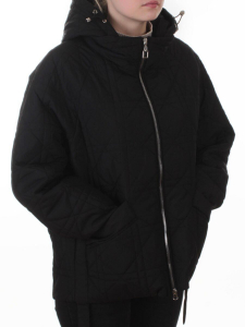 8061 BLACK Куртка стеганная демисезонная женская (100 гр. холлофайбер)
