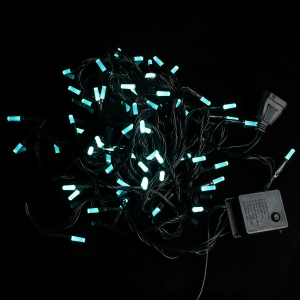 Гирлянда граненый цилиндр 70 LED 8 м зелёный провод голубая