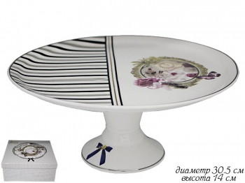 304-078 Тортовница на ножке 30,5см. PARIS в под.уп.(х6)Фарфор