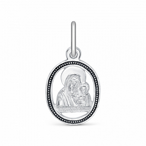 006к Образ (БМ Казанская) из серебра частичное чернение литье круглый