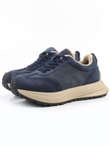 04-PCML26-3 BLUE Кроссовки демисезонные женские (натуральная замша, натуральная кожа, текстиль)