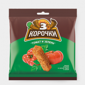 «3 Корочки», сухарики со вкусом томата и зелени, 100 г