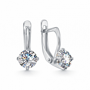 Серьги с муассанитом родированные серебро 925*