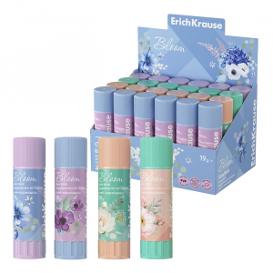 Клей-карандаш 19 г ErichKrause EasyStick Pastel Bloom PVP, экономичный расход, микс