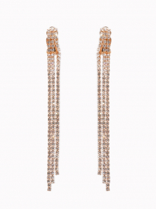 Серьги клипсы для ушей QF «Лёд», тройная сплошная, белые в золоте