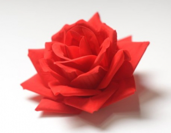 Искусственные цветы, Голова розы бархатная остроконечная для ветки, венка красный