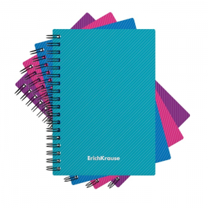 Тетрадь А6 на спирали, 80 листов в клетку, ErichKrause Glance Vivid, пластиковая обложка, МИКС