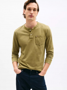 Long-Sleeve Pocket Henley Shirt