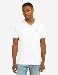 TIPPED V-NECK JERSEY T-SHIRT