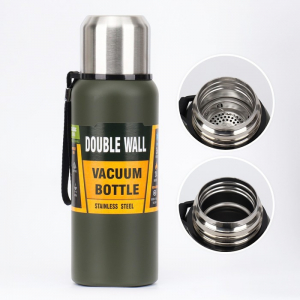 Термос Мастер К «Путешествие», 600 мл, с кружкой, с ситом, сохраняет тепло 24 ч, нержавеющая сталь, зелёный