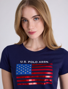 FOIL FLAG SEMI SCOOP T-SHIRT