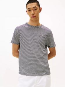 Stripe Linen-Cotton Blend Pocket T-Shirt