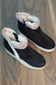 Ботинки женские, на молнии (черный/синий)