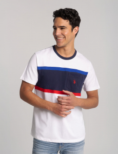 COLOR BLOCK RINGER CREW POCKET T-SHIRT