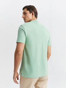 Поло без воротника из хлопкового трикотажа