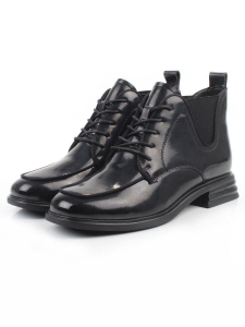 01-M43-22 BLACK Ботинки демисезонные женские (натуральная кожа, байка)