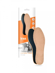 BRAUS Стельки Leather Carbon (кожа+латекс с активированным углем) БЕЖЕВЫЕ р.45-46