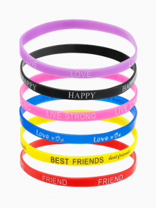 Браслеты силиконовые Forever young, набор 6 шт., цветные, d=5.5 см