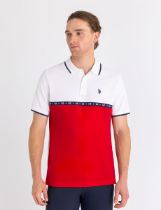 FLAG TAPE COLOR BLOCK PIQUE POLO SHIRT