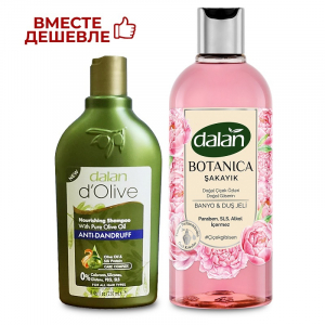 Шампунь D'Olive от Перхоти 250мл + Гель Botanica Пион 500мл