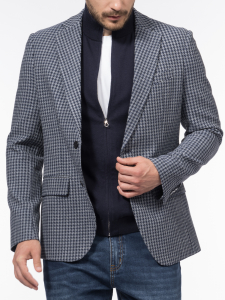 Пиджак из вискозной ткани с принтом пье-де-пуль