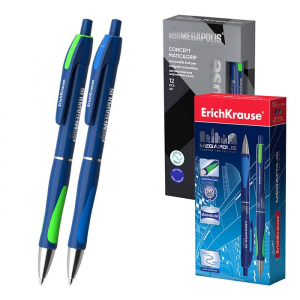 Ручка шариковая автоматическая Megapolis Concept, резиновый упор, узел 0.7 мм, чернила синие, длина линии письма 1000 метров